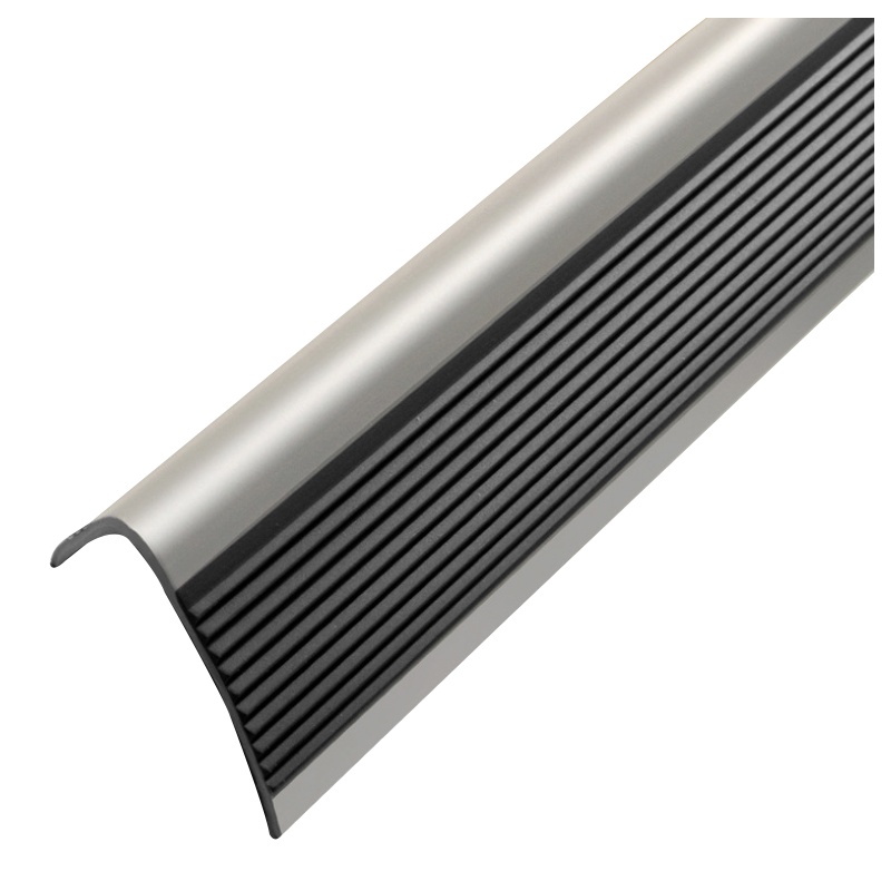 海斯迪克 HK0007 直角pvc楼梯防滑条 自粘硅胶橡胶L型防滑条 台阶包边 黑色灰底 2个（100*2.5*5cm）