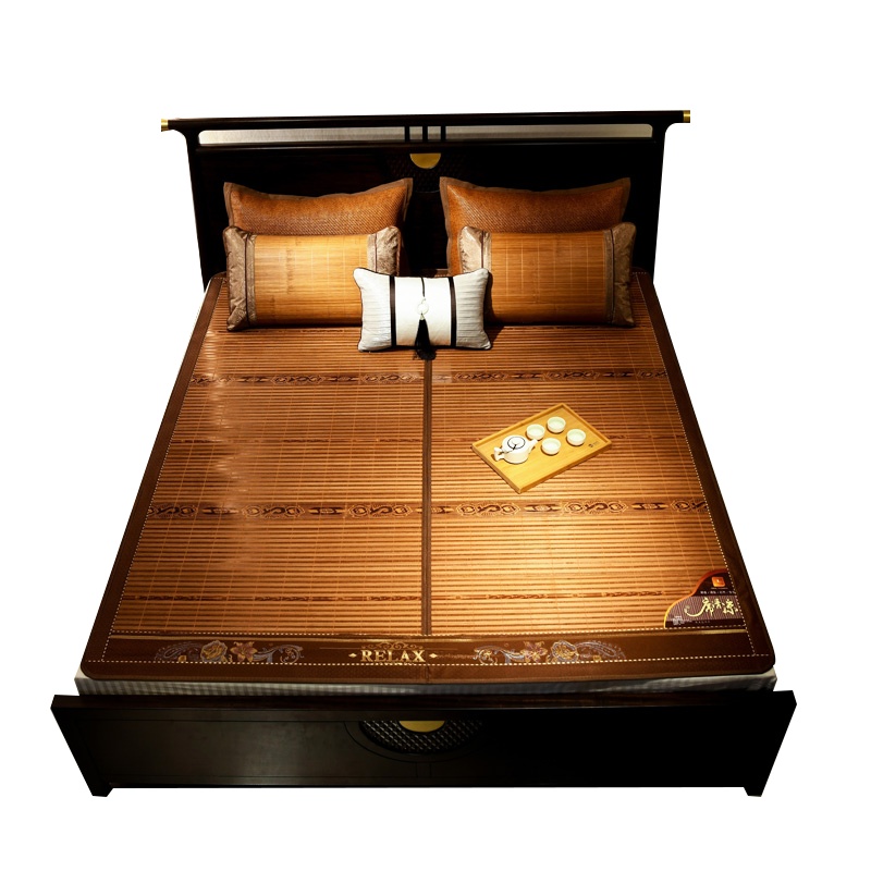 苏宁宜品 精品碳化可折叠竹席1.5米/1.8米家用印花凉席-C