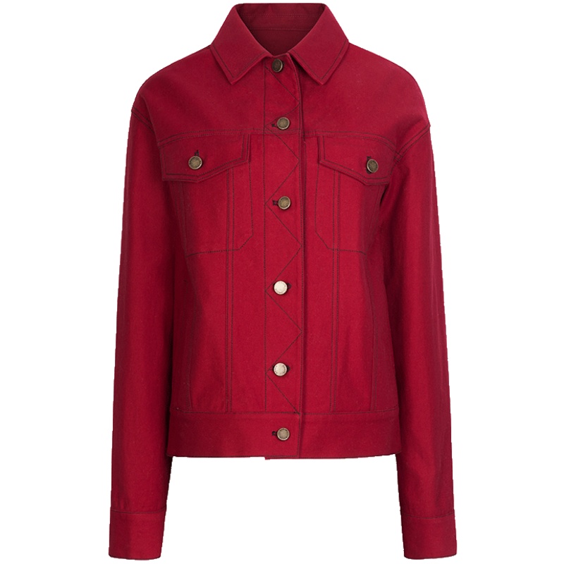 ERDOS 时尚百搭短款翻领夹克明线装饰女士宽松外套上衣