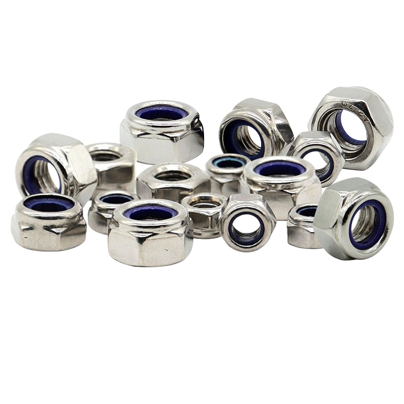 304不锈钢M4非金属嵌件六角锁紧螺母 防松防滑自锁螺帽