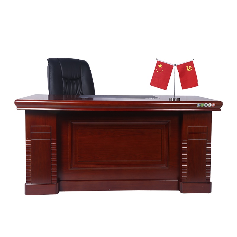 <万保>油漆办公桌 办公家具 电脑桌 现代中式油漆办公桌 实木铁皮老板桌 油漆班台 带副柜大班台 经理桌