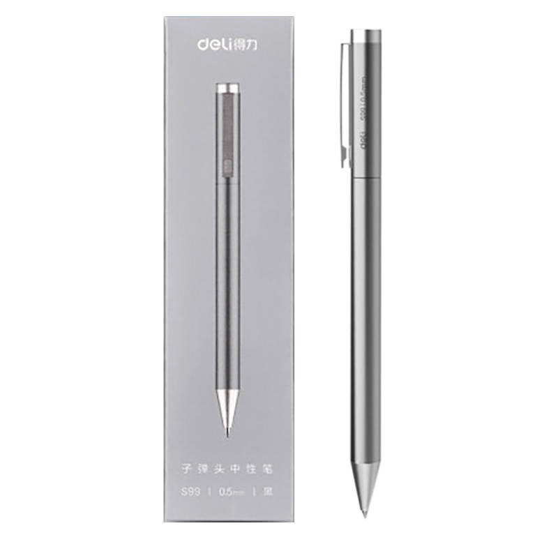 格瑞特宏歌X得 力 DL-S99 0.5mm金属旋转中性笔签字笔 银