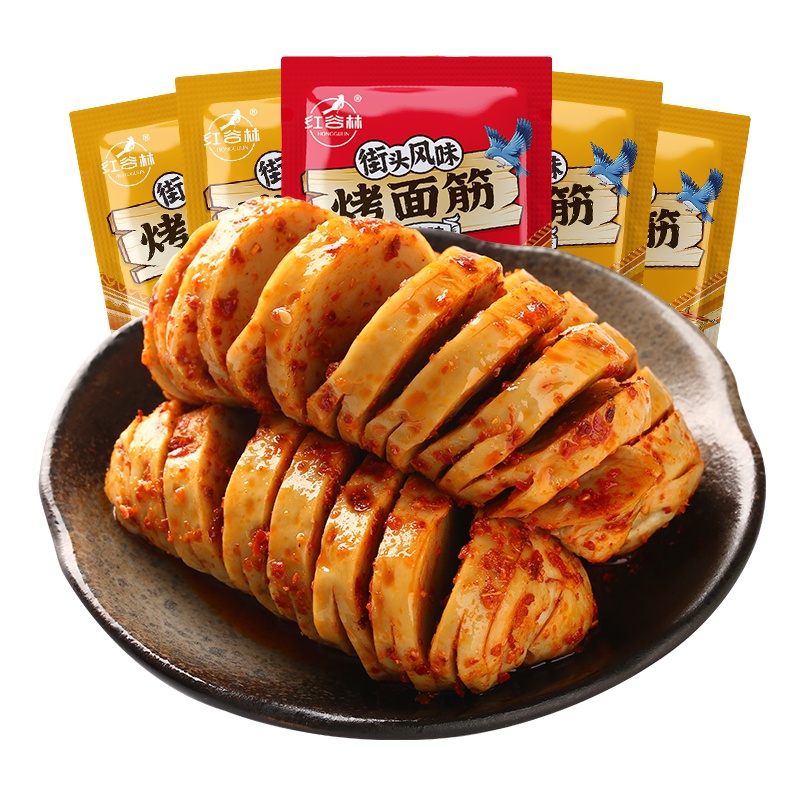 红谷林烤面筋50包辣条儿时香辣小吃手撕素肉豆干休闲零食网红