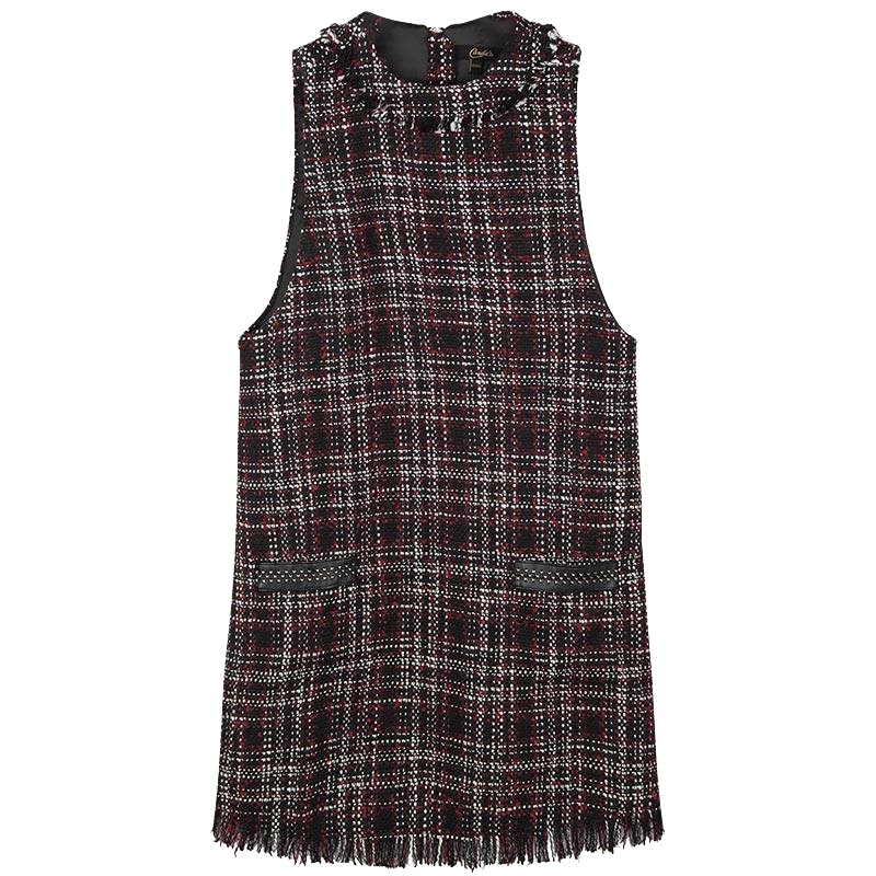 拉夏贝尔candie’s秋季女装新款复古气质显瘦直筒连衣裙女30074222