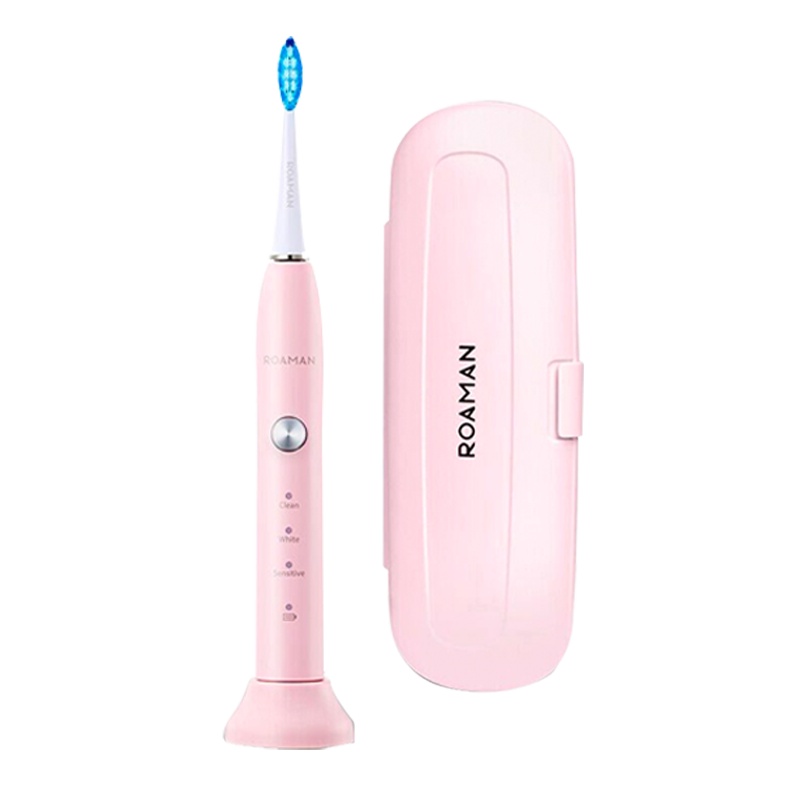 罗曼(ROAMAN)电动牙刷T5 声波电动牙刷成人自动口腔护理充电式声波智能牙刷美白护齿粉色软毛刷家用儿童防水软毛牙刷