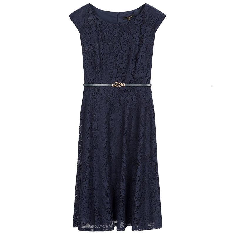 拉夏贝尔晚礼服新款毕业聚会派对小礼服女宴会高贵优雅连衣裙显瘦腰带_39 S 藏青