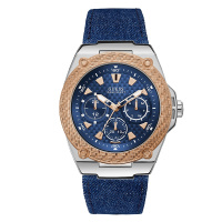 盖尔斯(GUESS)时尚个性经典运动炭纤维纹麻色表盘三眼石英男士手表W1058G1