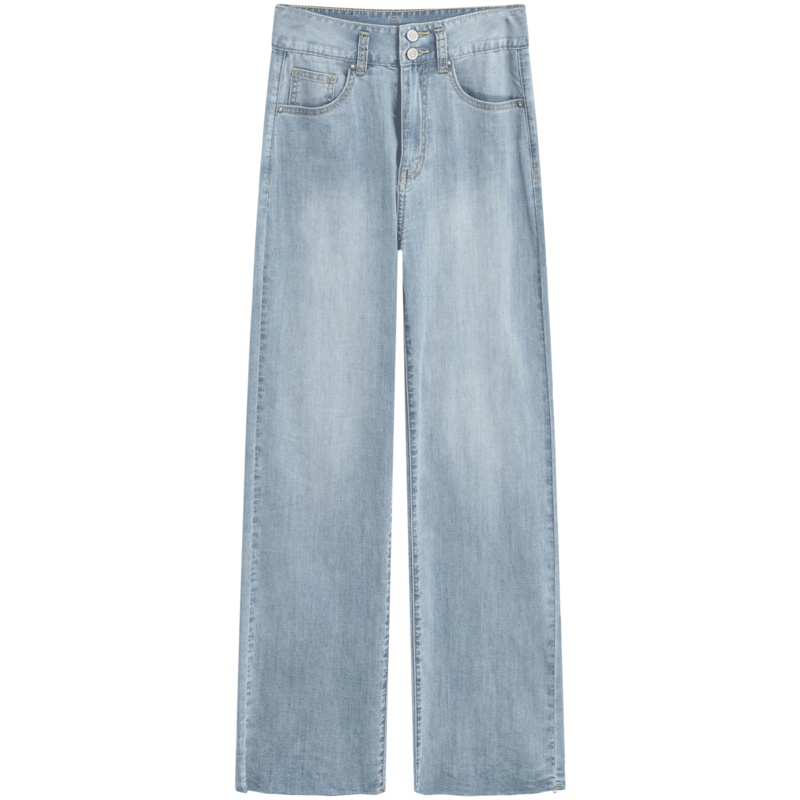 OtherMix高腰显瘦牛仔裤女2021年夏季新款宽松薄款直筒休闲裤子潮