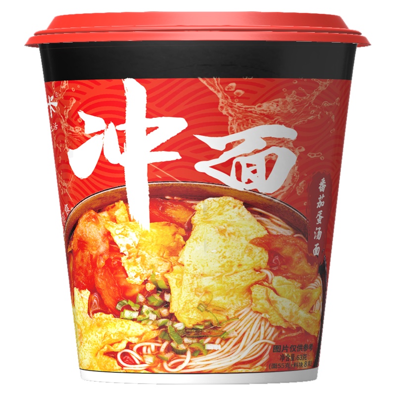 绿卡番茄蛋汤面(手工面) 非油炸 泡面 汤面 方便速食面 整箱装12杯