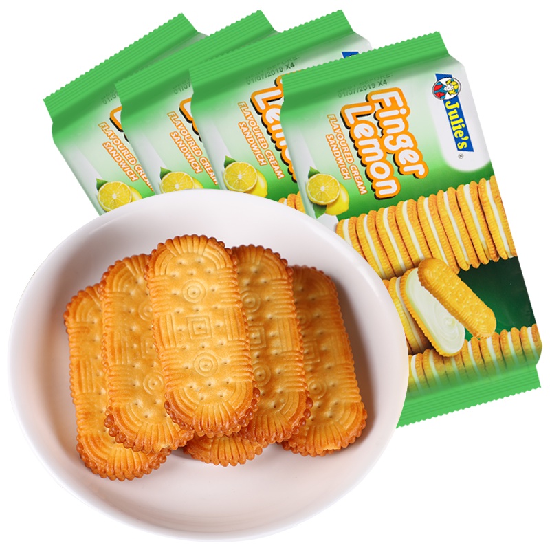 Julies茱蒂丝进口柠檬味夹心饼干水果味饱腹休闲小吃零食126g*4袋