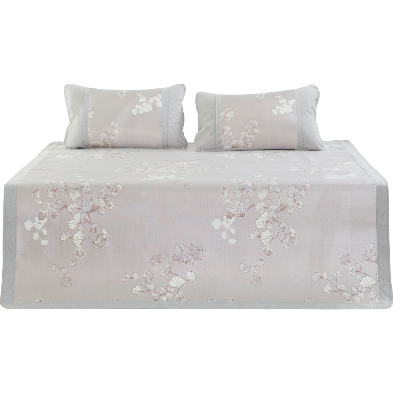 梦洁(MENDALE)家纺出品梦洁美颂冰丝空调软凉席三件套夏季1.5m1.8m床夏天可折叠席子冰丝席凉席套件 素浅银霜