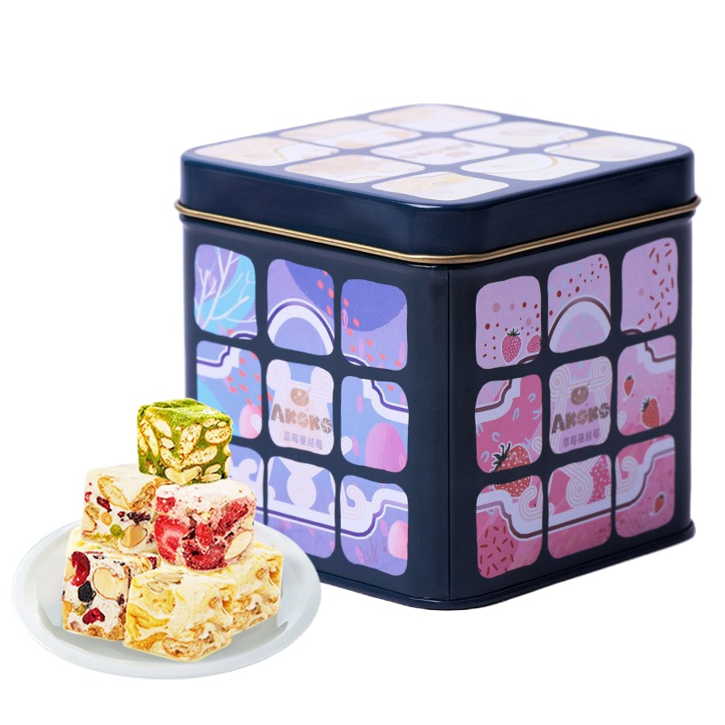 AKOKO 曲奇饼干 甜心小魔方雪花酥牛轧糖五拼(原味草莓蔓越莓菠萝蜜芒果蓝莓蔓越莓...)