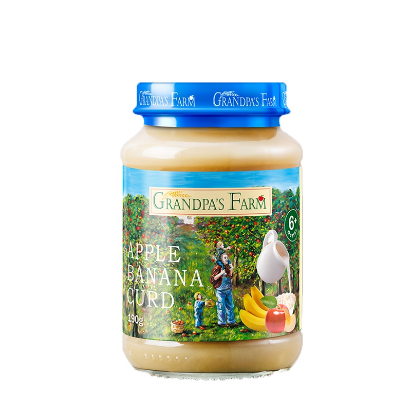 爷爷的农场 进口宝宝果泥婴儿辅食水果泥 奶昔果酱 调制乳苹果香蕉 190g 罐装 6个月以上