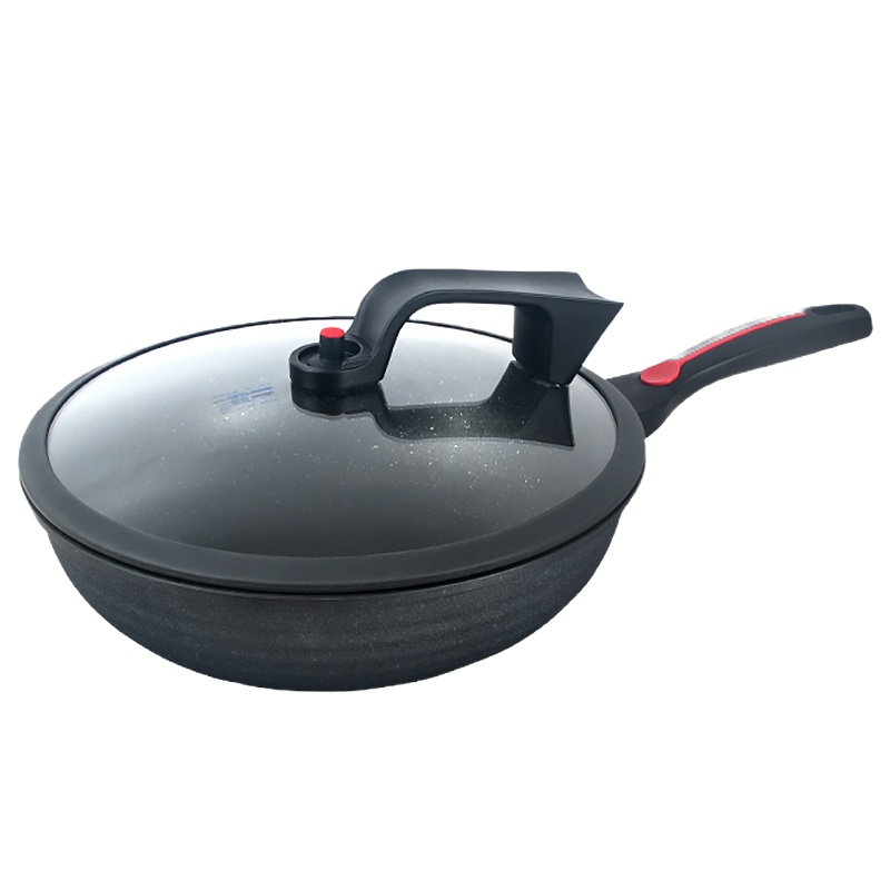 德国炒锅不粘锅电磁炉炒菜锅煤气灶炒菜专用家用无涂层麦饭石锅