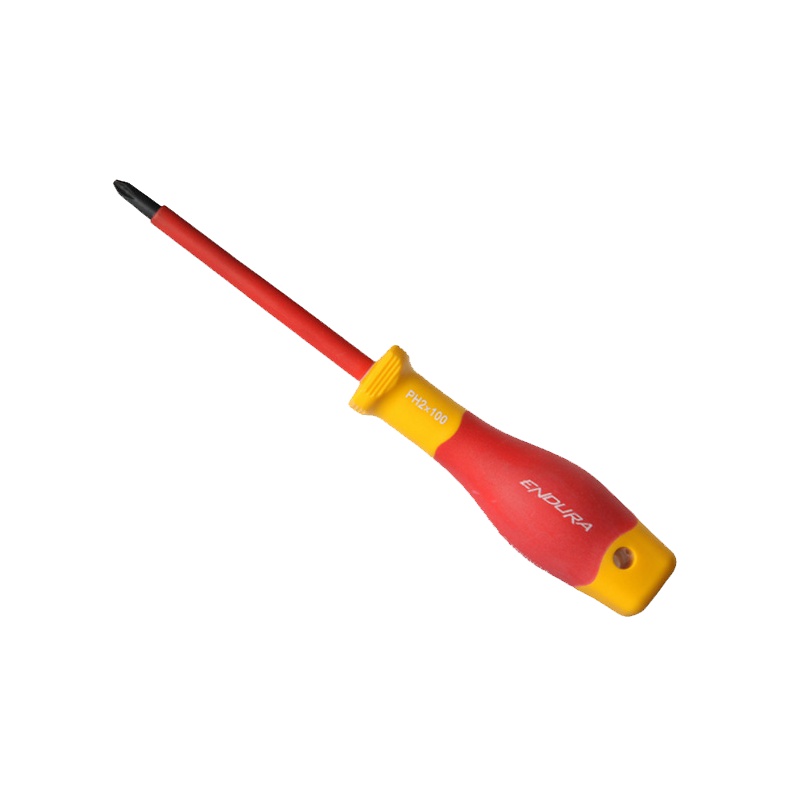 力易得(ENDURA) VDE绝缘高压十字双色螺丝刀 耐压1000V 螺丝批改锥 PH1*80mm(2把)