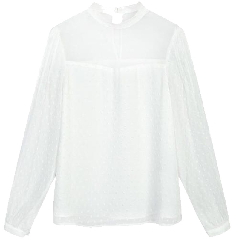 【热卖】拉夏贝尔白色雪纺衫2019春季新款韩版女士洋气小衫时尚仙气质上衣10015785