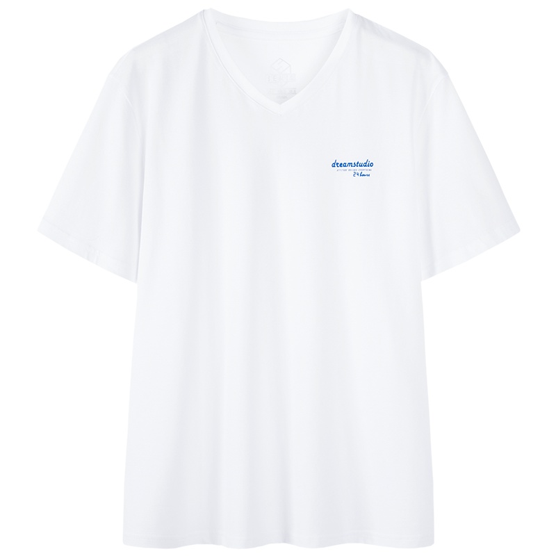 【满198减100预估价：32】森马夏季显瘦V领短袖T恤男装简约字母纯棉透气休闲男上衣