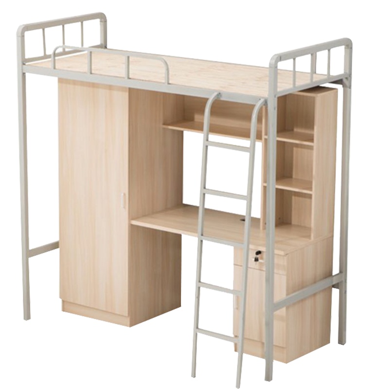 鑫金虎 简约现代高低床单人单门铁艺员工宿舍床 空间两层省上层公寓床上床下桌