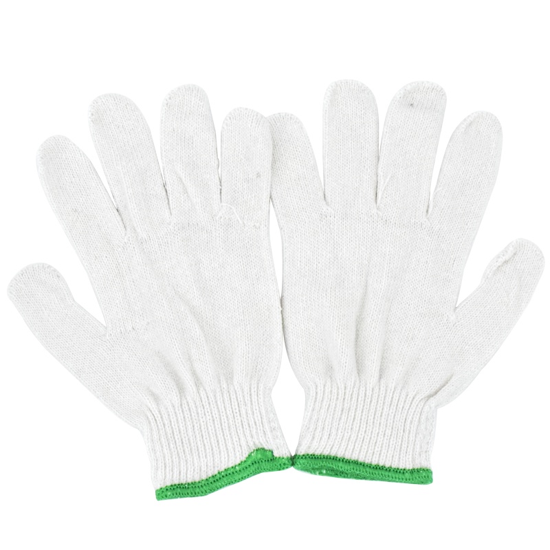 海斯迪克 HKW-79 劳保手套 尼龙耐磨棉纱棉线手套 防滑加厚耐用护手 手部防护 灯罩棉耐磨绿边/20双