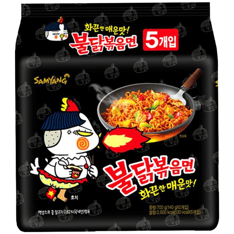 [产自韩国]三养(Samyang)辣火鸡面 5连包 700g(140g*5)/袋 干拌面 泡面方便面 方便速食 韩国进口