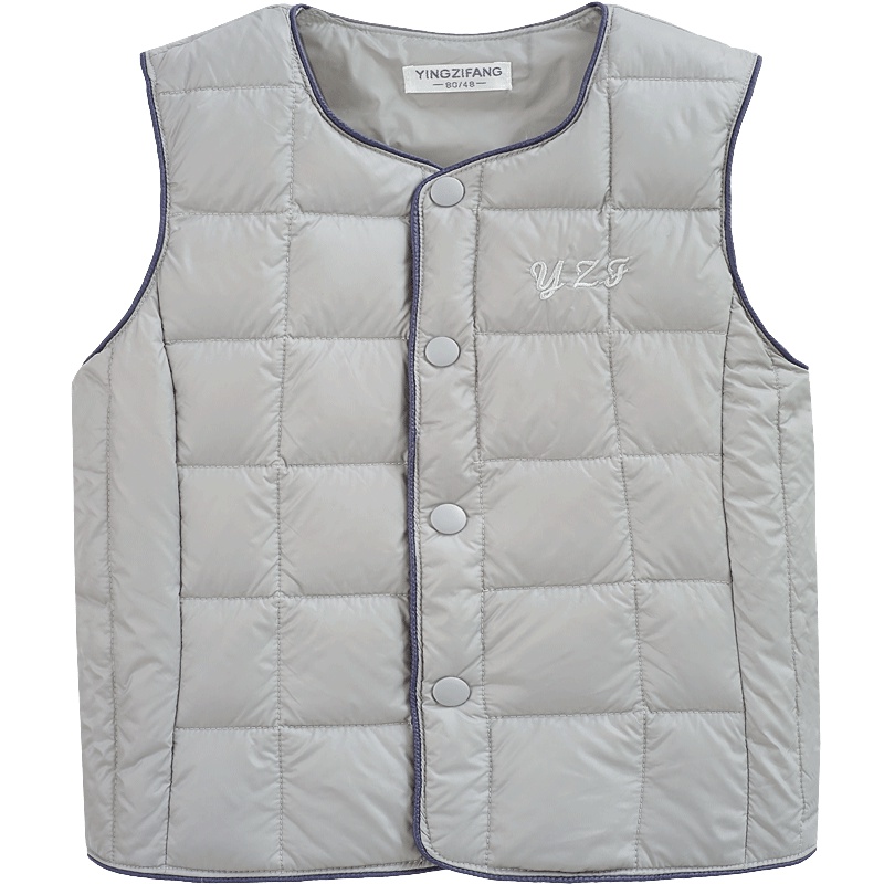 秋季男童女童纯色百搭前开扣羽绒内胆马甲童装背心 韩版