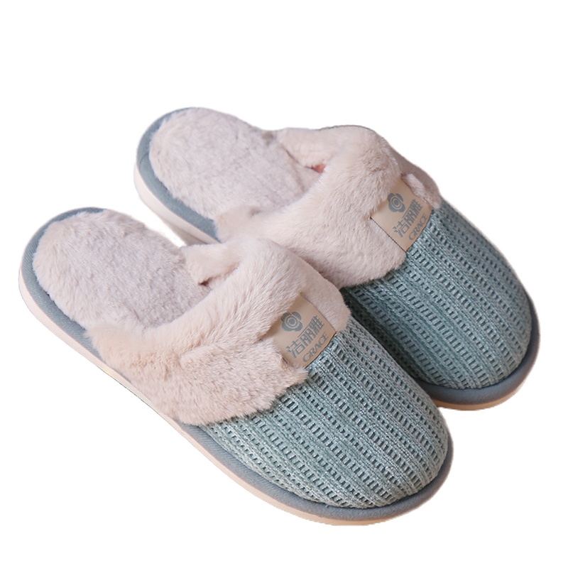 洁丽雅棉拖鞋可爱毛绒软底家用拖鞋家居室内秋冬季棉拖鞋