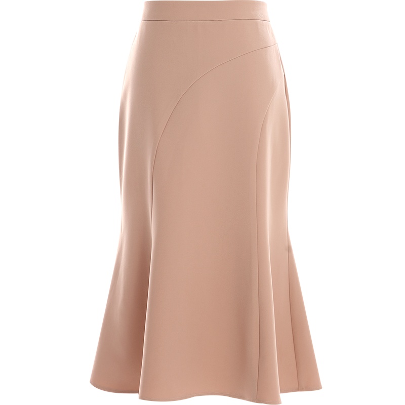 欧昵雪气质高腰显瘦包臀半身裙女中长款荷叶边鱼尾裙