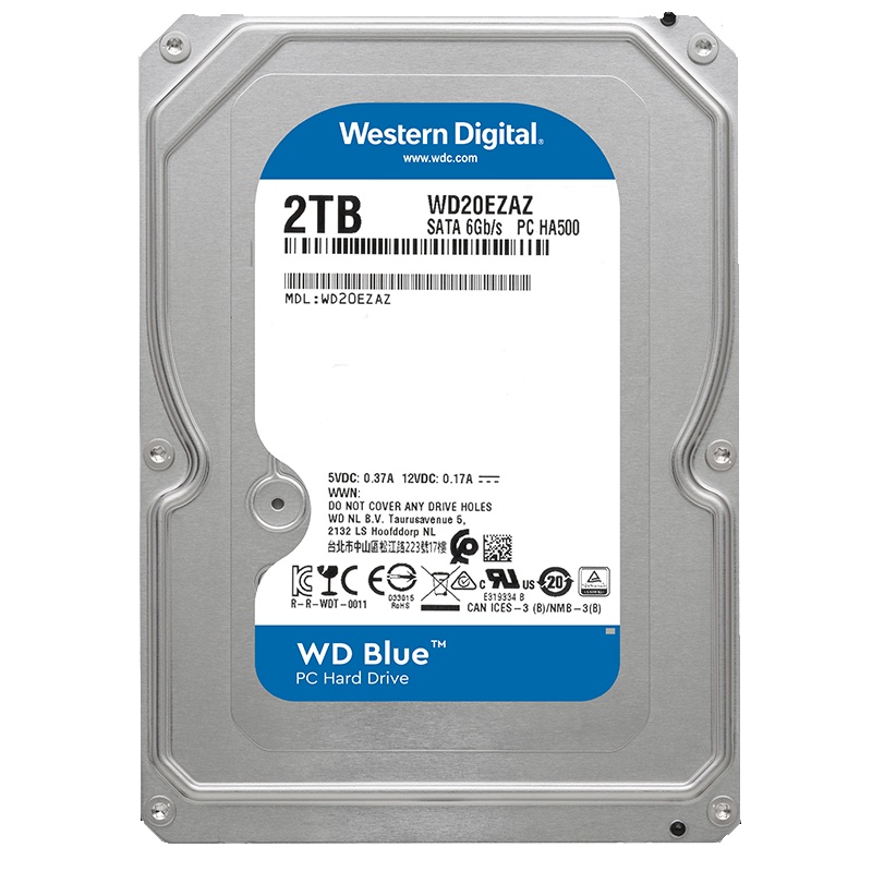 西部数据(WD)蓝盘 2TB SATA6Gb/s 64M 台式机硬盘 WD20EZAZ