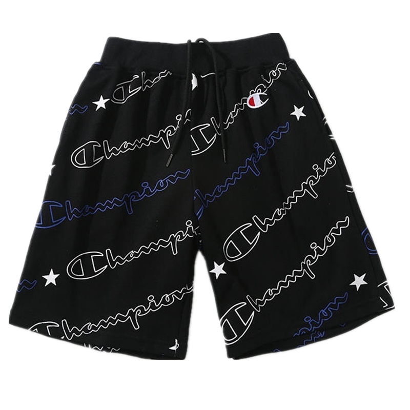 Champion冠军男士潮款运动慢跑镂空LOGO满印短裤