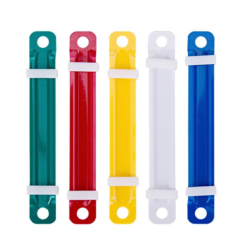 得力deli5548塑料装订夹彩色打孔夹两孔文件小夹条配套80mm打孔机使用(50套/盒)10盒/套