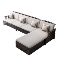 月影梳桐新中式实木沙发组合现代简约冬夏两用乌金木高箱储物禅意轻奢沙发