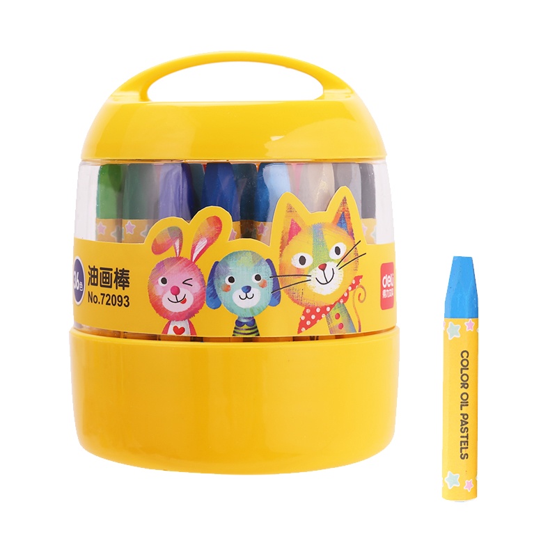 得力画笔小学生美术绘画涂色油画棒36色幼儿园安全水溶性可洗画画蜡笔72093油画笔彩绘棒无毒可水洗