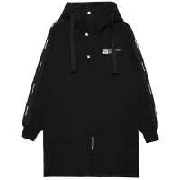 Paul Frank/大嘴猴冬季新款羽绒服女长款潮印花连帽情侣外套