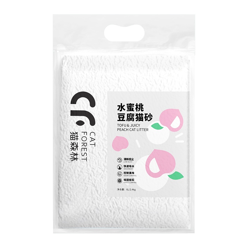 猫森林豆腐砂猫砂水蜜桃去味玉米豆腐砂6L可冲厕所除臭无尘