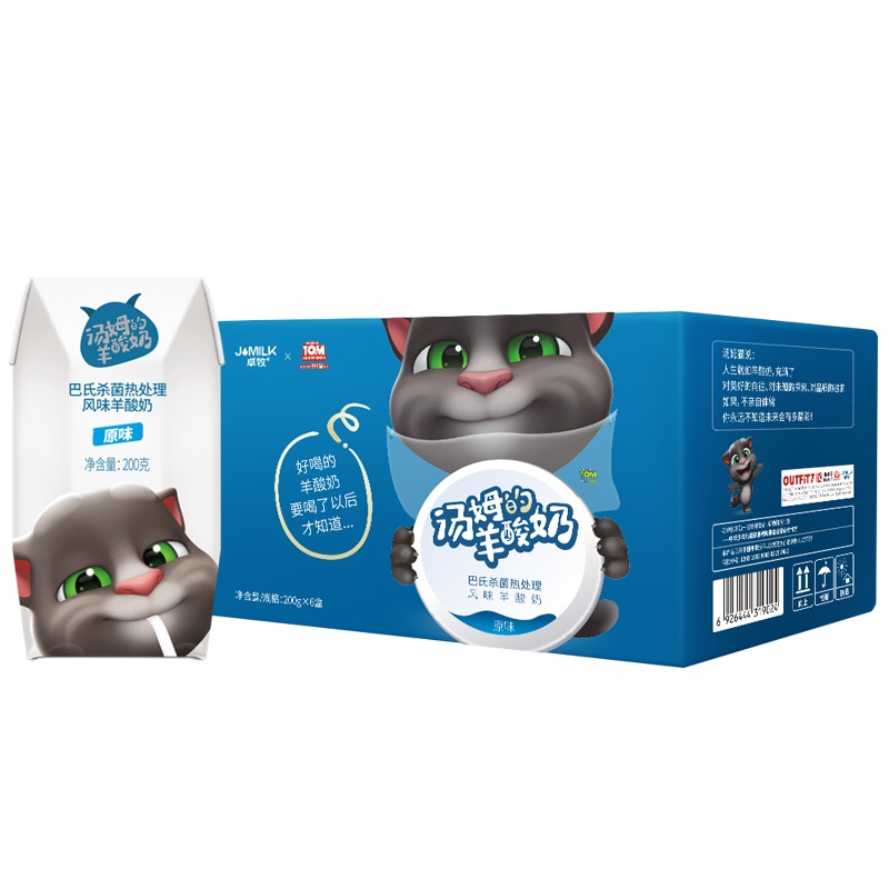卓牧tom猫联名款羊酸奶 原味整箱200gx6盒装
