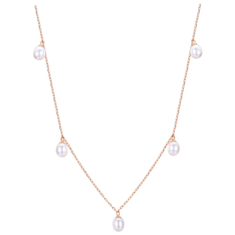 佰色传情S925纯银网红淡水珍珠项链女颈链潮简约气质锁骨链