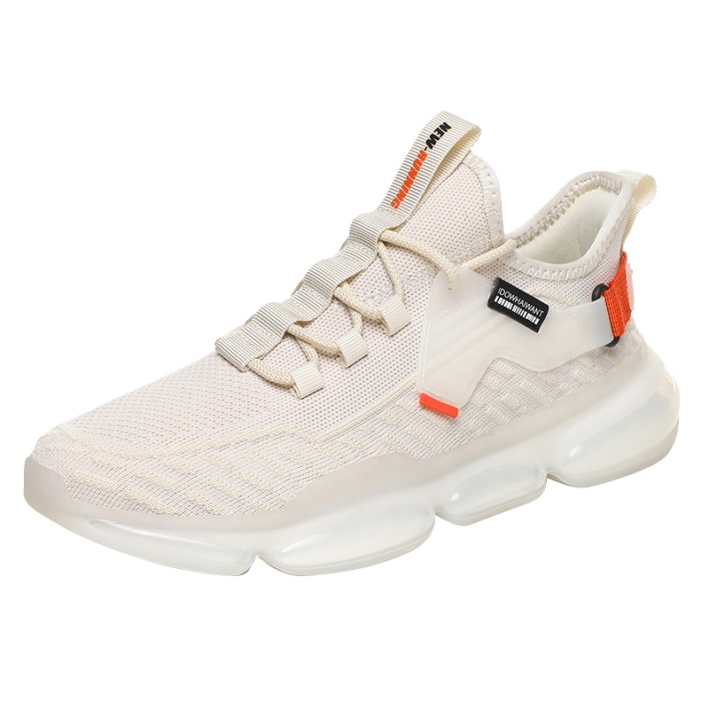 新款运动鞋透气飞织休闲鞋舒适爆米花软底旅游鞋百搭男鞋