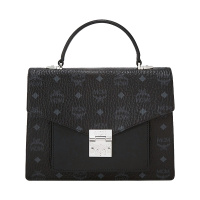 MCM 奢侈品 女士 黑色时尚经典LOGO印花手提包单肩包斜挎包风琴包 MWE8APA67BK001