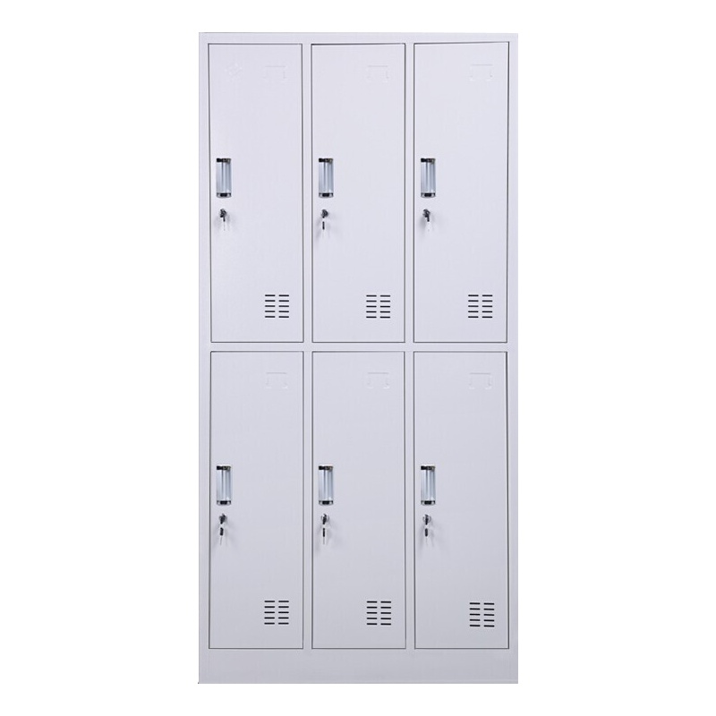 震海灰白色六门更衣柜经济型储物柜鞋柜员工存包柜钢制办公柜类更衣柜衣柜 家用六门衣柜
