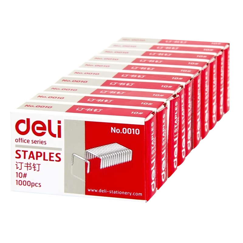得力(deli)0010订书针10号订书钉通用型小号迷你学生办公用品定书针装订针1000枚文具办公用品20盒