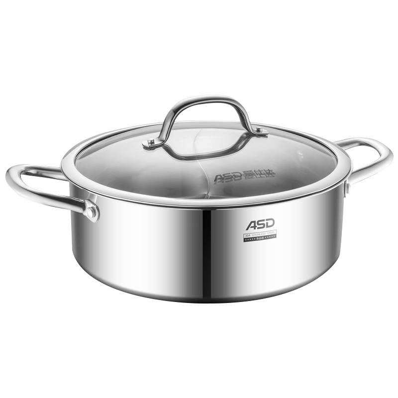 爱仕达(ASD)火锅30CM鸳鸯锅/火锅盆家用304不锈钢防锈防腐蚀 燃电通用FS30H3Q
