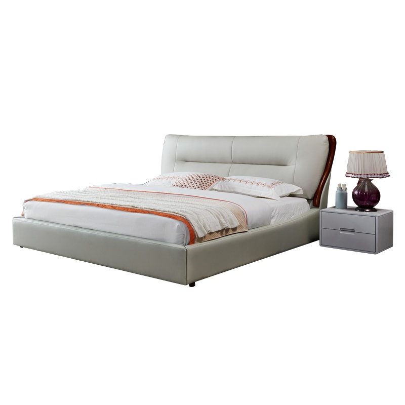 A家家具 床 皮艺床 仿真皮床皮质床 简约现代实木脚金属框架床卧室家具 A6100F