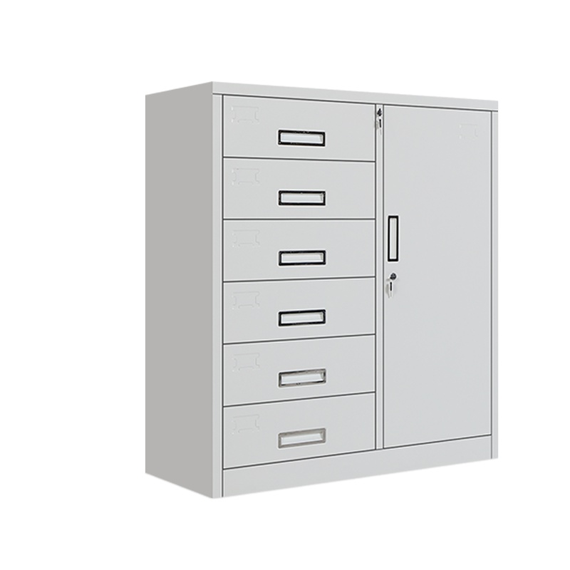 [红心家居]文件柜铁皮资料柜抽屉式多斗柜六斗矮柜办公柜带锁