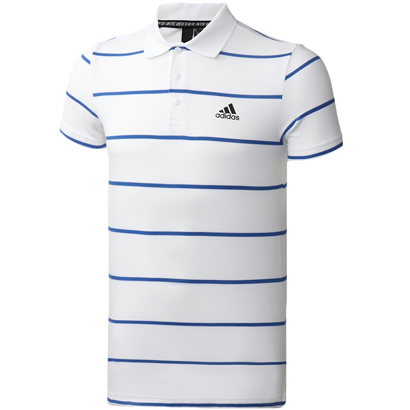 阿迪达斯男服短袖POLO衫条纹翻领休闲运动服FT2831