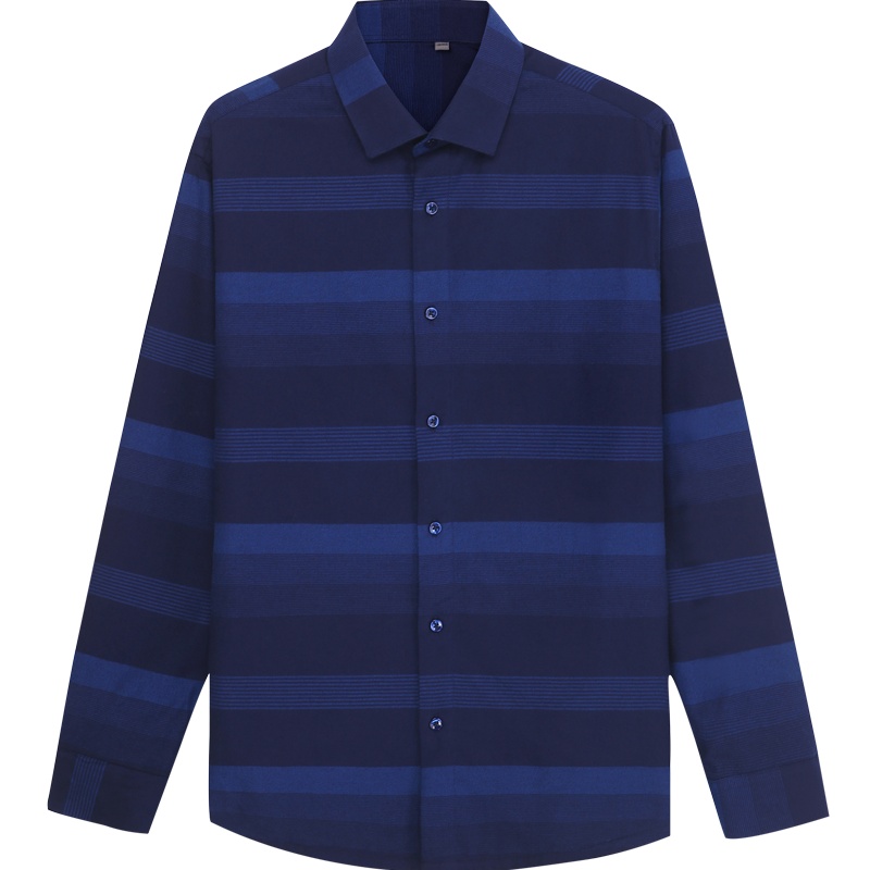 HODO红豆男装 男士保暖衬衫 秋季简约休闲商务宽条纹全棉长袖保暖衬衫男