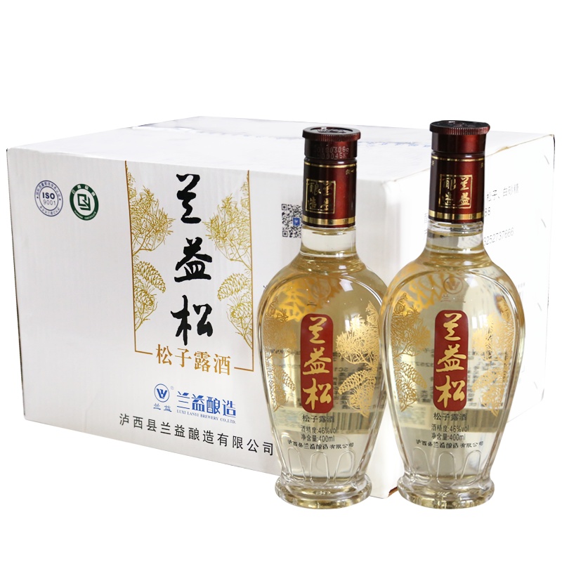 兰益松松子露酒46°陈酿400mlx12瓶兰益松子酒云南酒泸西特产整箱