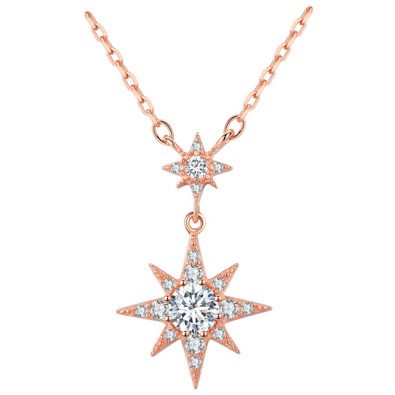 佰色传情S925银流星项链女六芒星吊坠轻奢颈链气质星星锁骨链