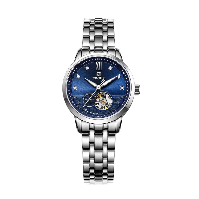 依波表(EBOHR)大师系列 械表 情侣对表蓝盘钢带 男款19081316