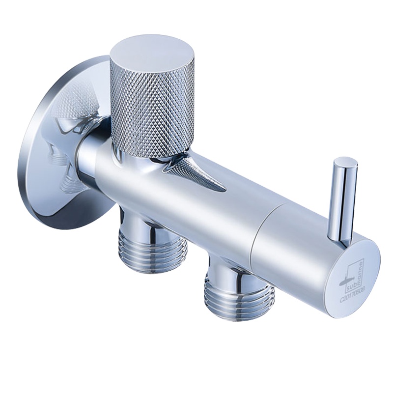 潜水艇角阀全铜双控洗衣机水龙头一进二出双开关4分三通分水阀双头省空间