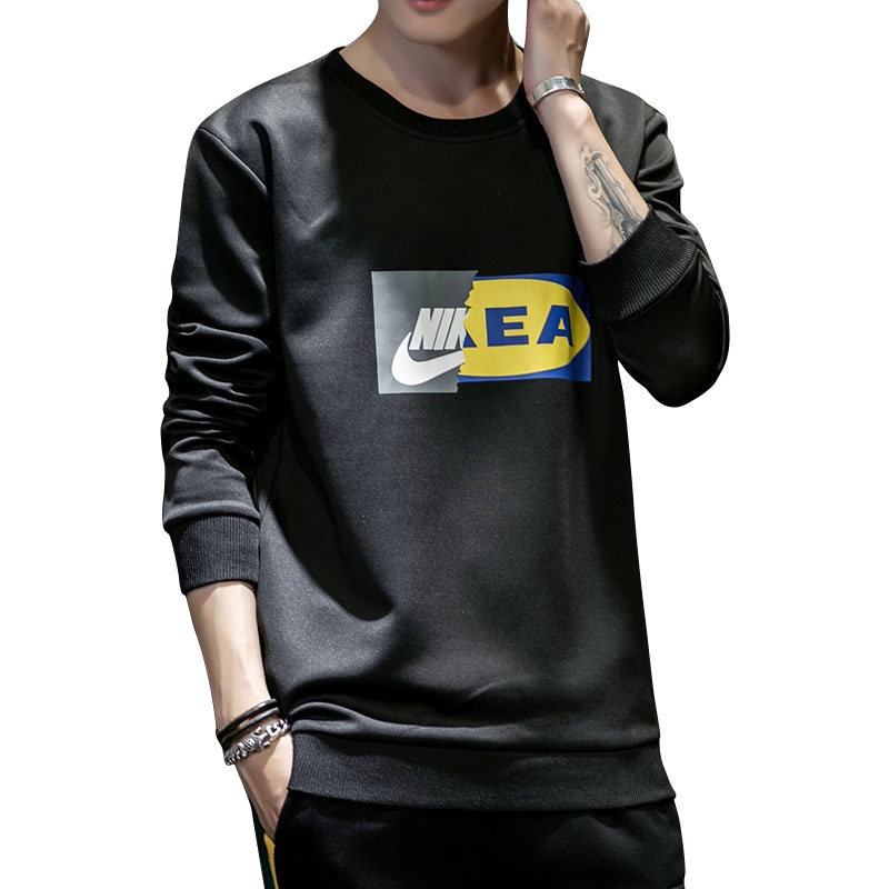 三弦(LA CORDE)2019春秋装男士印花潮流圆领卫衣男新款上衣LA-MYY-2915